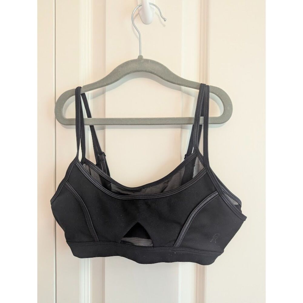 Good American "The Corset Bra" Layered Mesh Bra Black sz 0